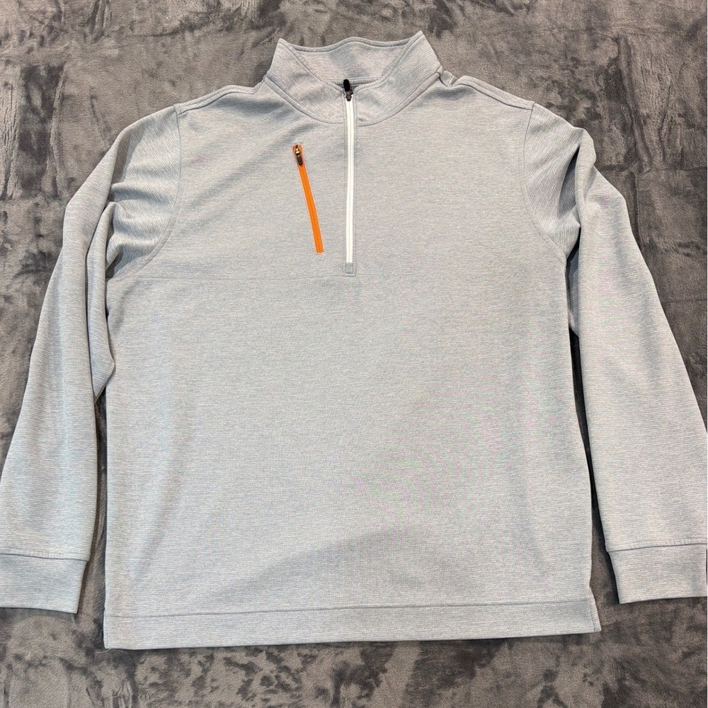 FootJoy Quarter Zip Pullover Mens Gray Orange Chest Pocket XL